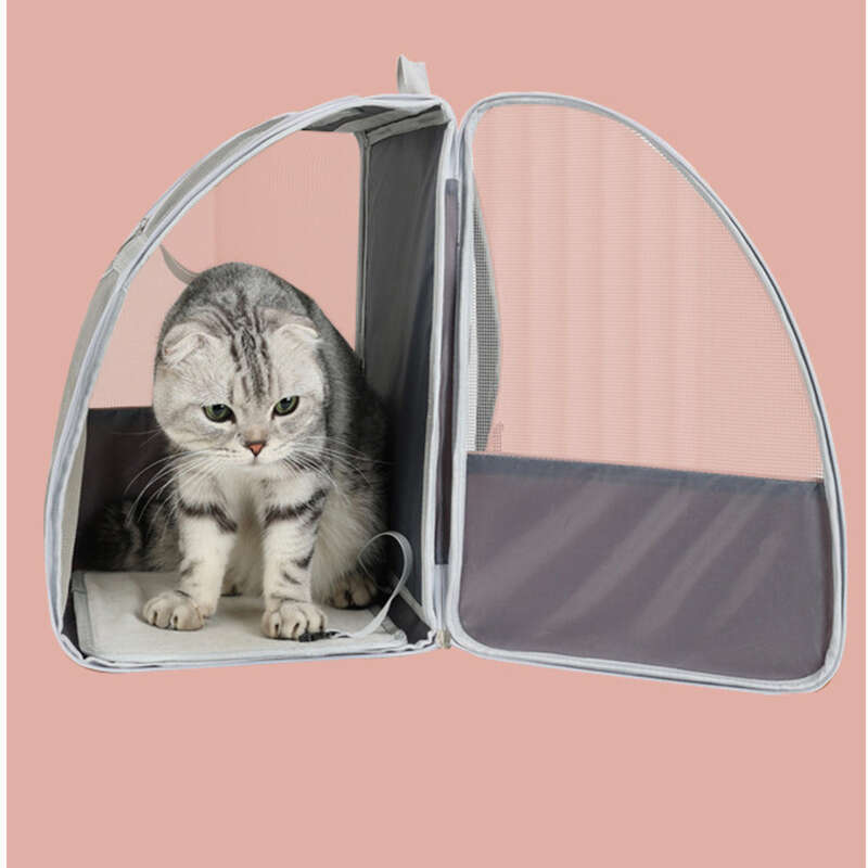 Gerade für den Einsatz, große Kapazität Haustiertasche, atmungsaktive tragbare Katzen-Outdoor-Tasche mit zwei Schultern_voghion.com