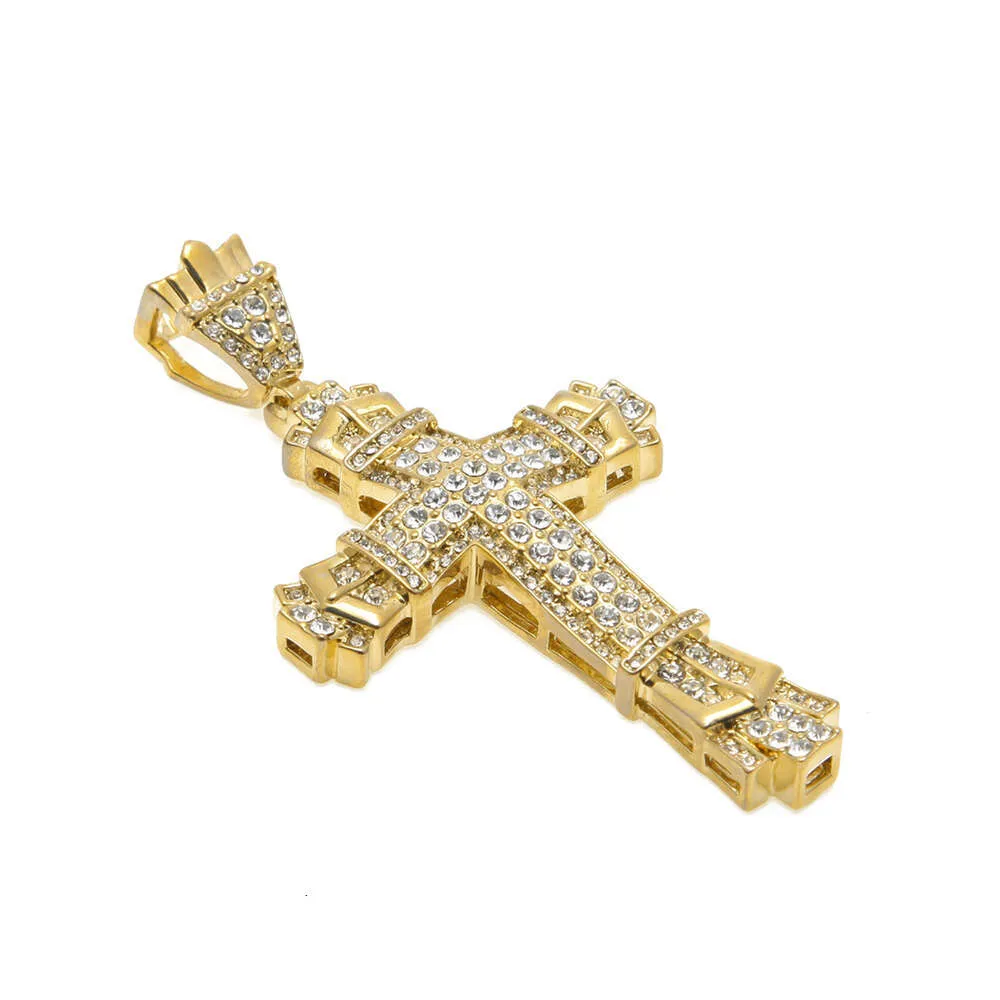 Diamant-Legierung Kreuz Anhänger Mode Herren Hip Hop Halskette Schmuck_voghion.com