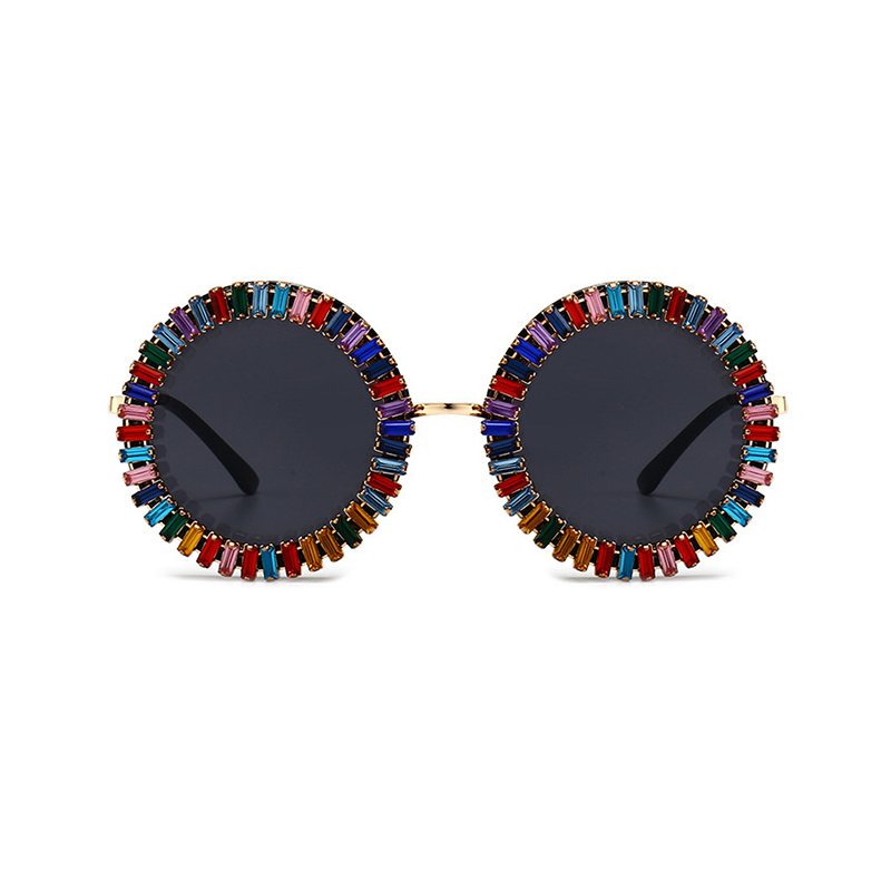 Brand Designer Round Diamond Sunglasses Women Fashion Vintage Party Travel Steampunk Sun Glasses Sexy Ladies Shades_voghion.com