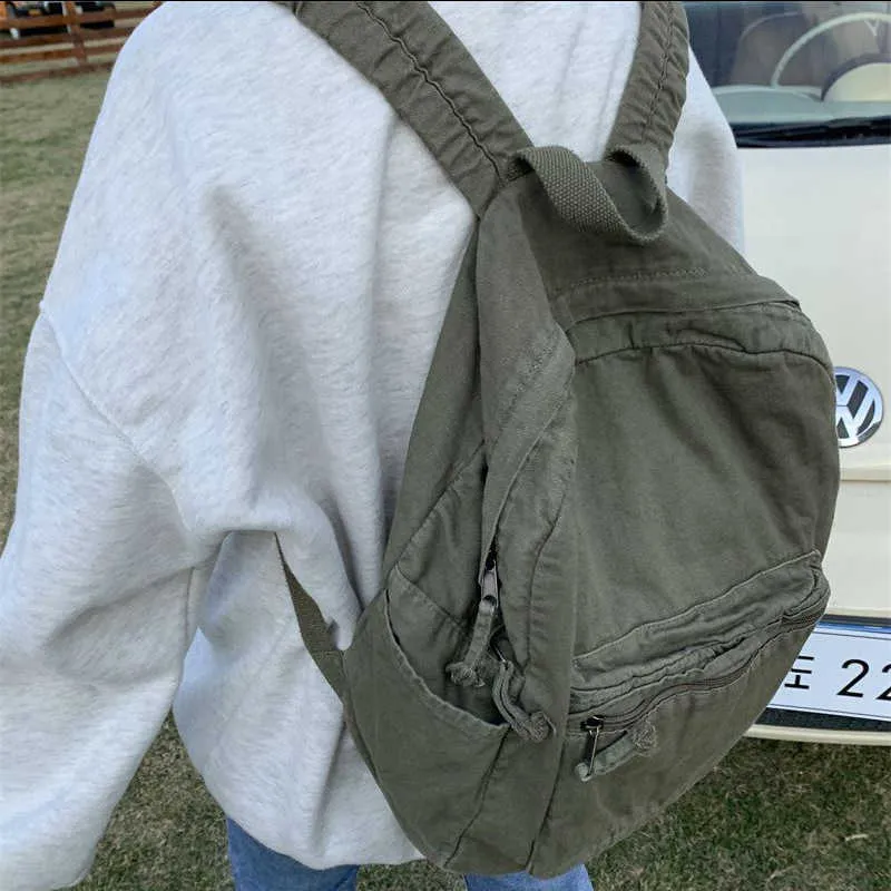 Vintage platneni ruksak za žene s patentnim zatvaračem, ležeran, srednjeg kapaciteta, u preppy stilu, ženski, Ba241031_voghion.com