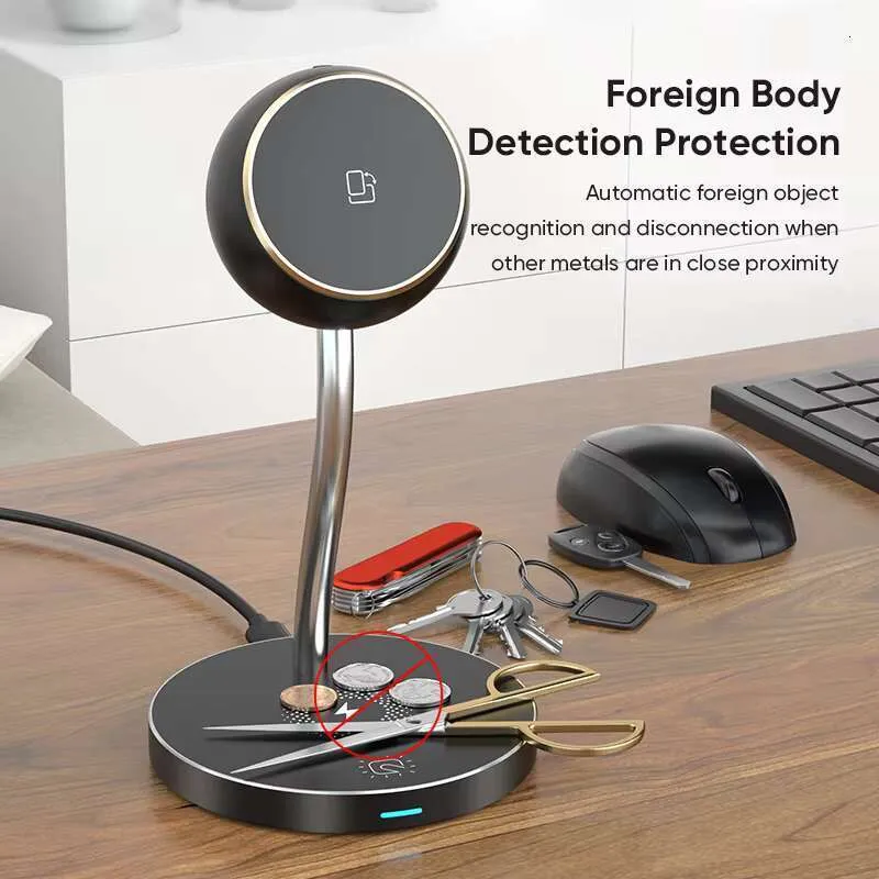 Bedhead Desktop Touch LED Light Mobile Phone Charging Stand 3-in-1 Wireless Charger_voghion.com