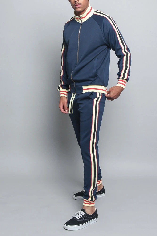 Autumn and winter new color matching for men's casual sports stand up collar zippered cardigan running sportswear hoodie_voghion.com