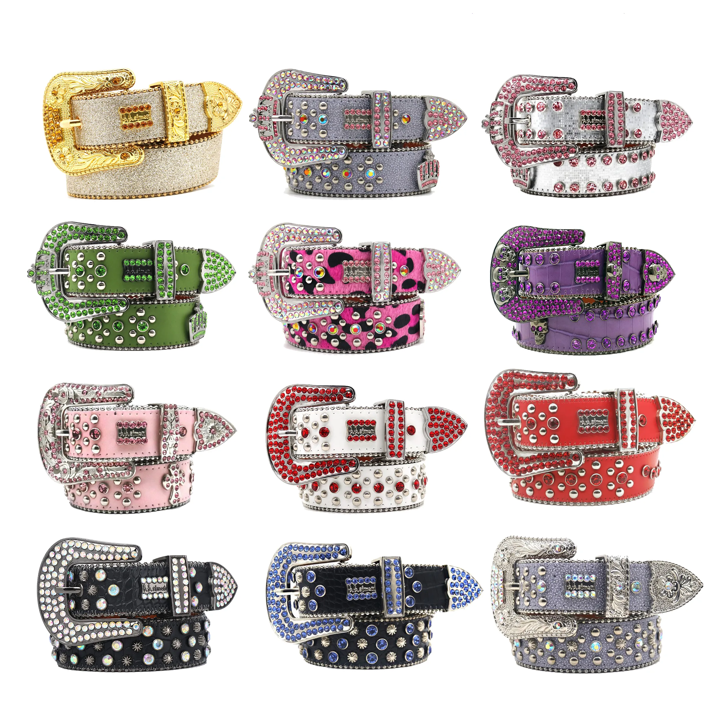 Bling Studded Crystal Fashion Diamond Bb Simon Belt Casual Woman Leather Designer for Man Lady Mens Width 3.8cm Rock S_voghion.com