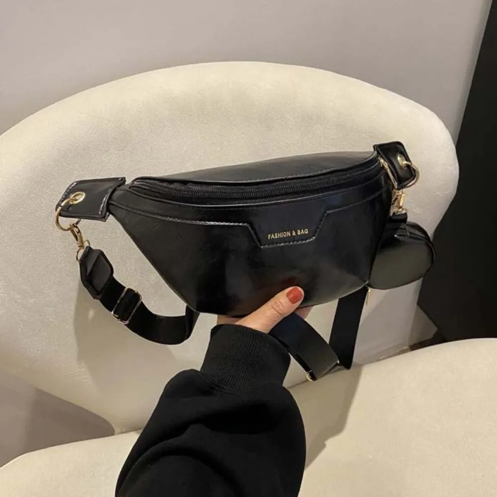 Marsupio da corsa di grande capacità, stile coreano, con portamonete e tracolla a mezzaluna, in PU, di design, per studenti_voghion.com