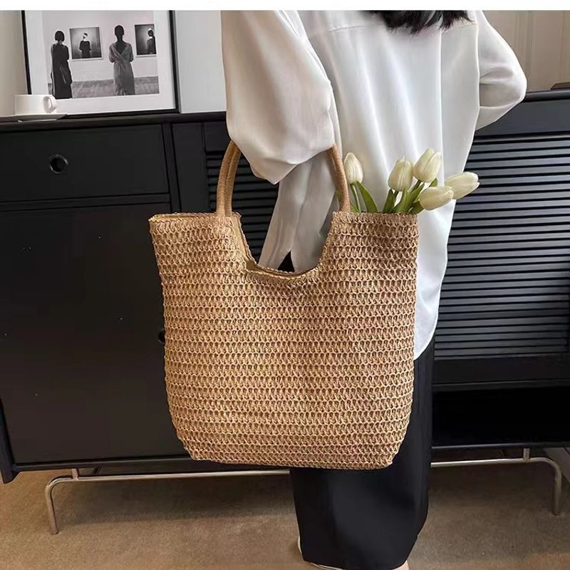 Sommer neue modische One-Shoulder-Gras gewebte Tasche, lässige Damentasche, Strandtasche, Damen vielseitige Damentasche_voghion.com