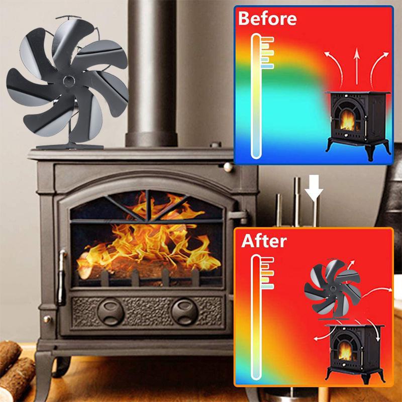 Ventilatore per stufa a 7 pale alimentato a calore Mini ventilatore per camino Bruciatore a legna Eco-fan Ventilatore per camino silenzioso Distribuzione efficiente del calore_voghion.com