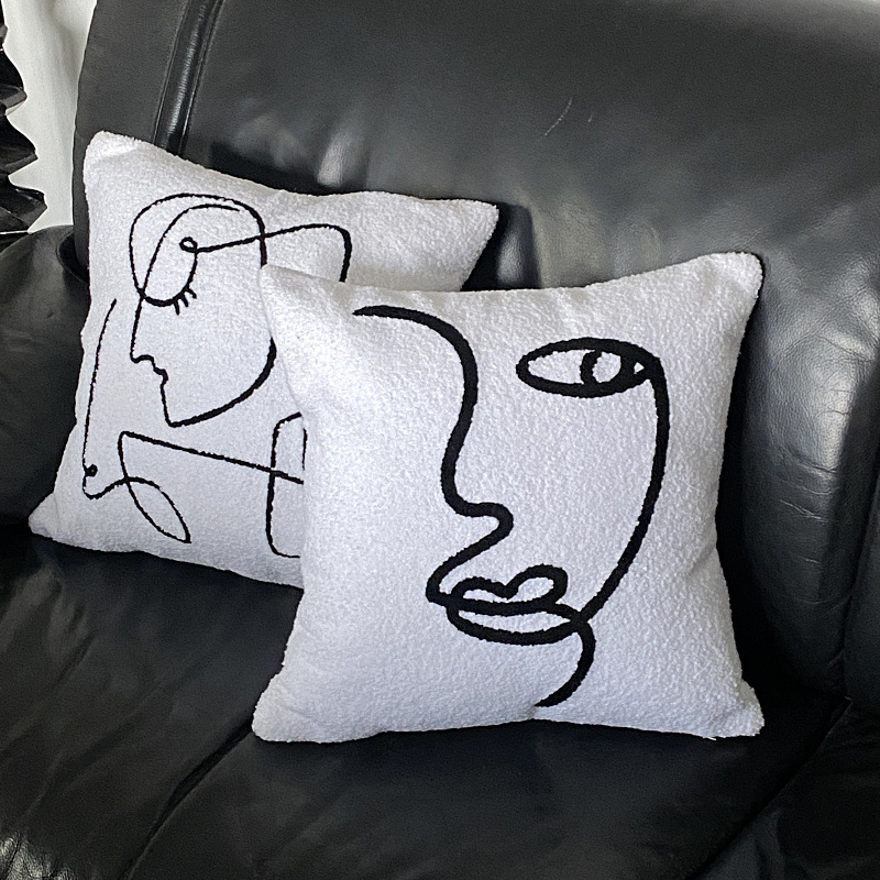 ​Luxury White Teddy Fleece Throw Pillow – Abstract Minimalist Design For Sofa, Bed & Car