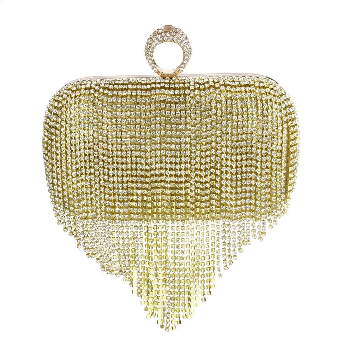 Rhie Tassels Ring Clutch Sac à main de soirée Bg Dia Sac à main de fête de mariage pour femmes Sac à bandoulière en chaîne 240823_voghion.com