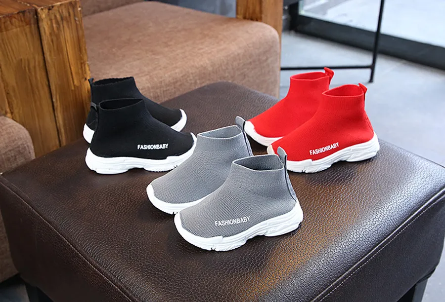 Zapatillas altas para niños, informales, sin cordones, transpirables, calcetines para niños, botas de nieve antideslizantes Littlesprouts, zapatos deportivos para niños y niñas_voghion.com