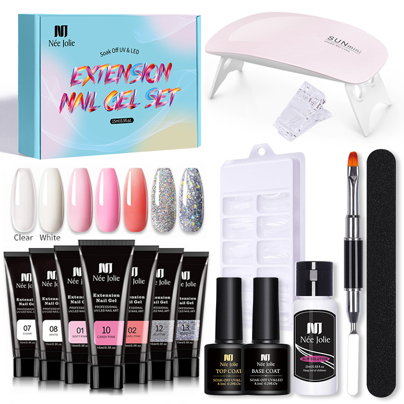 Nee Jolie 15ml Nail Extension Gel Set - Paperless Quick Crystal Extender | Color Box Packaging_voghion.com