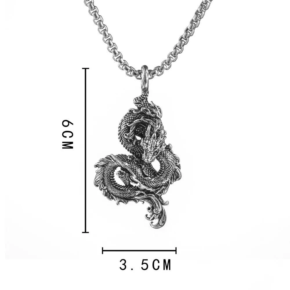 Collane con ciondolo creativo elegante punk cubano catena strada titanio acciaio drago collo gioielli uomo collana coreano_voghion.com
