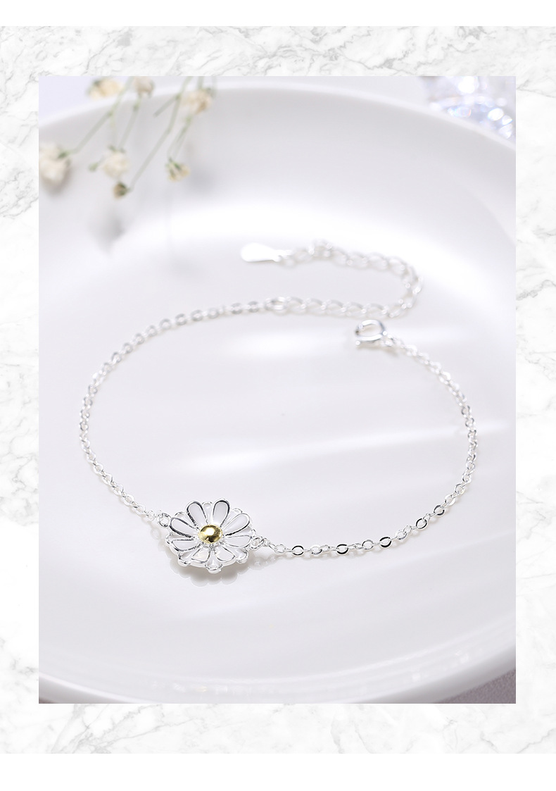 Wanying Little Daisy Bracciale da donna in argento puro girasole gioielli stessi accessori personalizzati_voghion.com
