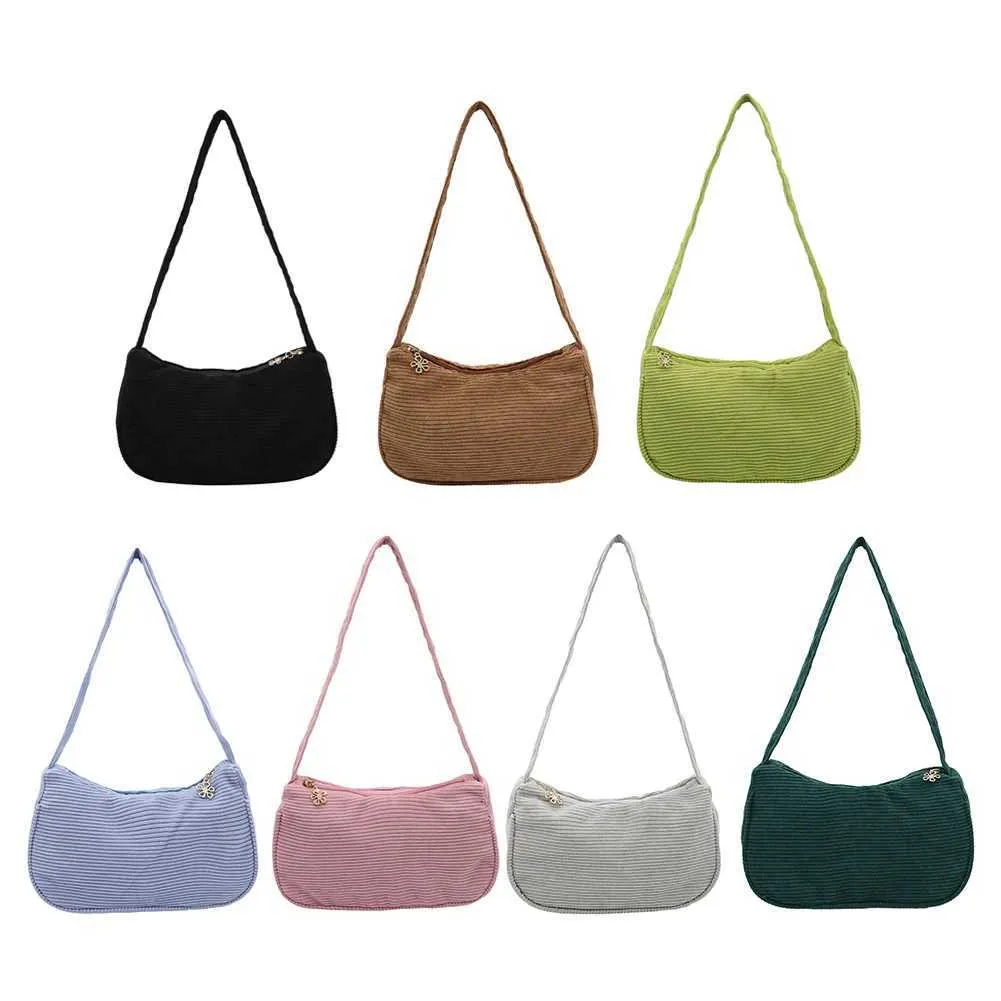 Petit sac à main à bandoulière pour femme, couleur unie, avec poignée supérieure, style rétro, en velours côtelé, collection automne-hiver, C241105_voghion.com