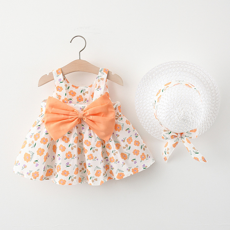 Newborn Baby Girl Dresse Summer Flower Printed Bows Princess Dress For Baby Cute Cotton Clothes Kids_voghion.com