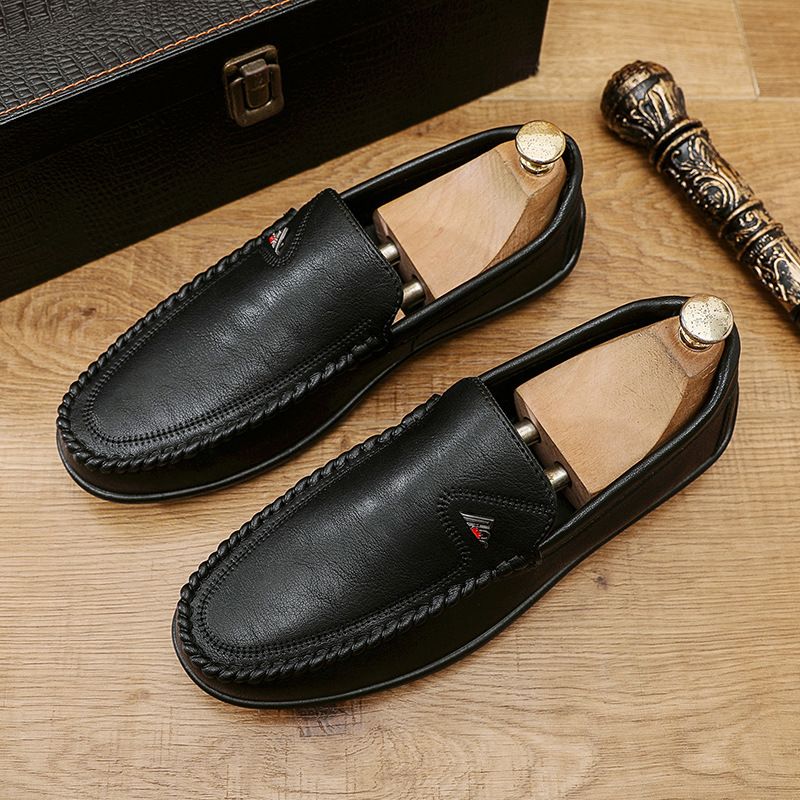 Lefu men's casual leather British business lazy shoes, bean shoes_voghion.com