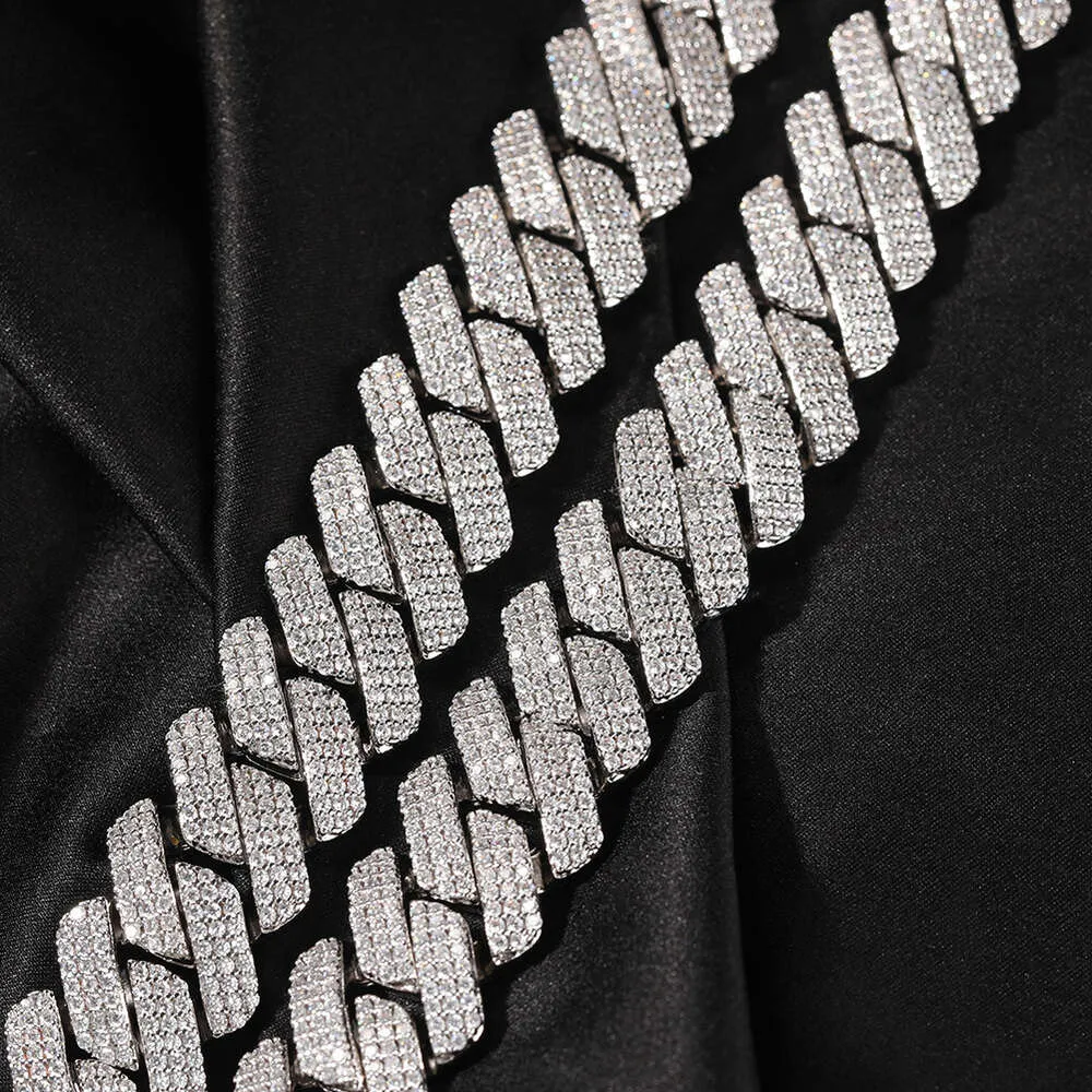 Nova hip-hop 20 mm široka GRA Moissanite diamantna zlata sterling Sier kubanska verižica za moške hip hop ogrlica_voghion.com