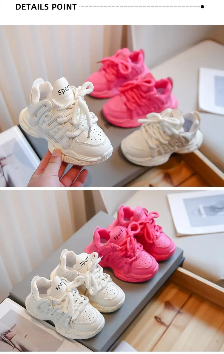 2023 New Girls Sports Simple Spring And Autumn Boys Rose Pink Cute Childrens Shoes Direct Transport Anti Slip 240912_voghion.com