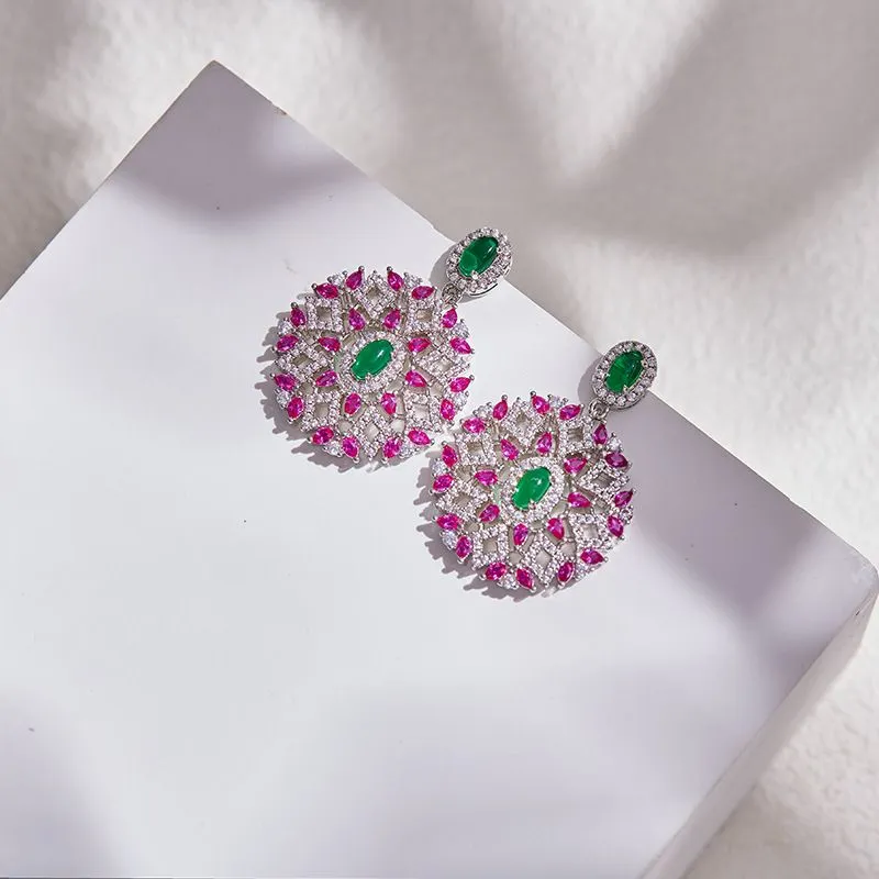 Orecchini pendenti con fiori di cristallo alla moda, collana girocollo, gioielli da sposa, regalo_voghion.com