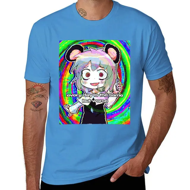 Touhou Nazrin Psycho Funny Meme Designs T-shirt Sportovní fanoušci Teplá vintage oblečení Halenka Heavyweight trička pro muže_voghion.com