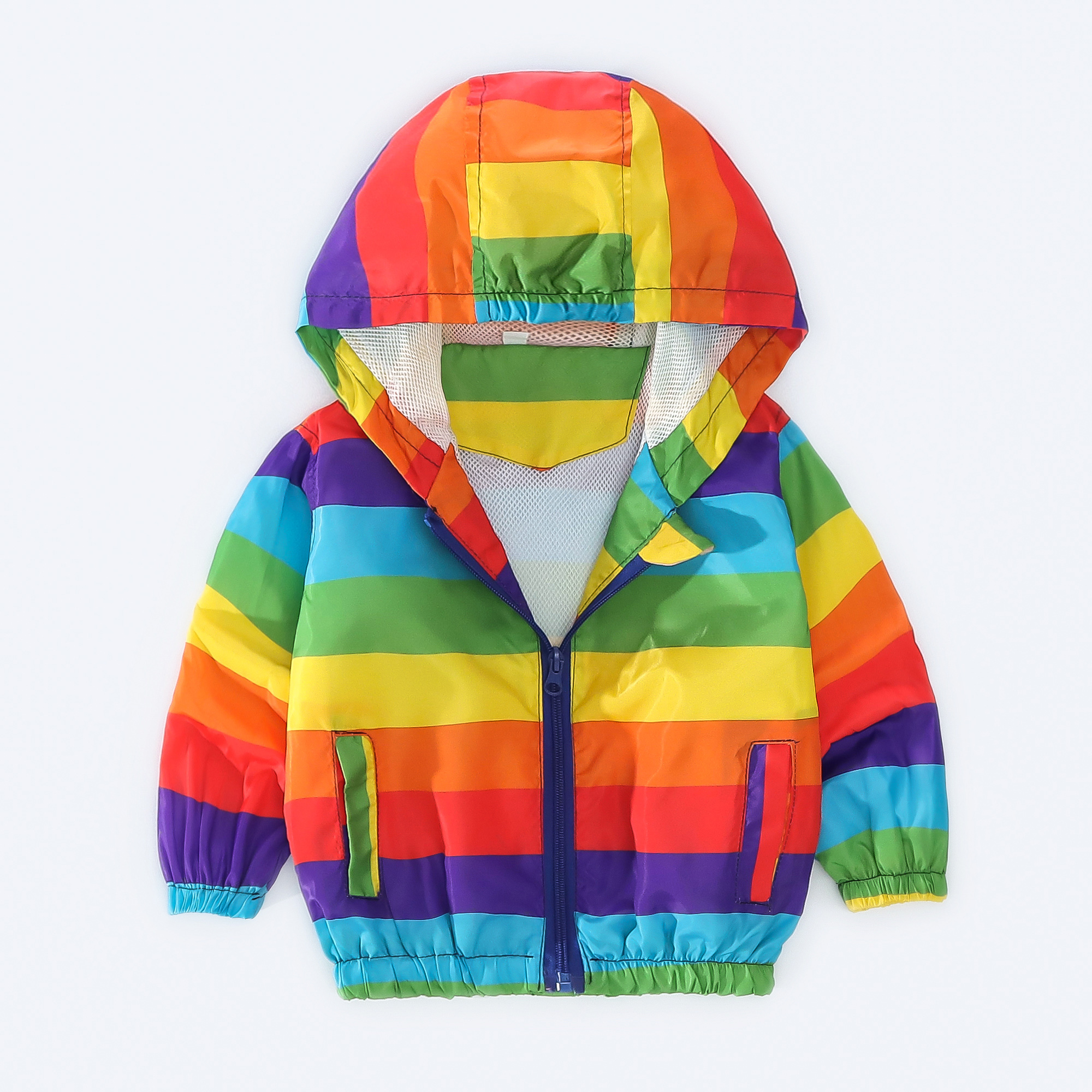Children's Autumn Coat Rainbow Color Hooded Jacket High Quality Children's Clothing_voghion.com
