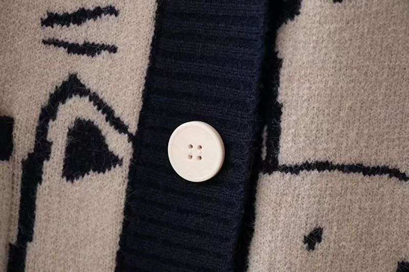 Women's Clothing Knitted cardigan jacket women's knitted new bear jacquard loose lazy style sweater_voghion.com