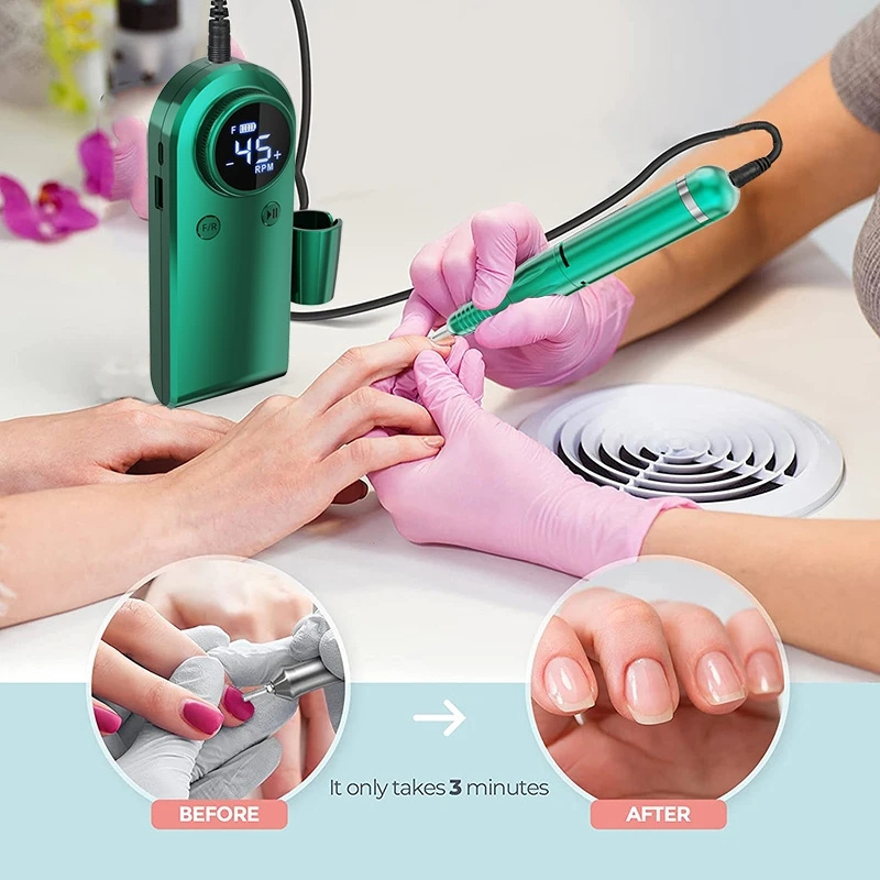 Perceuse à ongles électrique 45000 tr/min Ponceuse à ongles rechargeable Affichage LED Ensemble de dissolvant de gel Équipement de polissage de salon de manucure portable_voghion.com