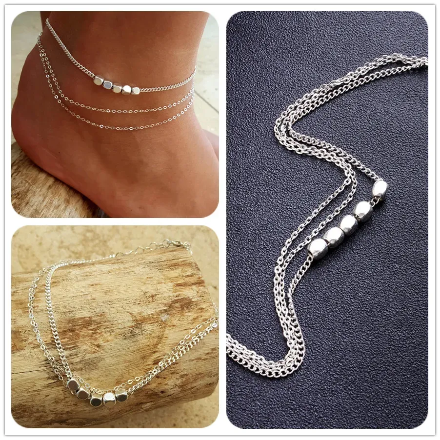Simple Woman Anklets Casual/Sporty 14K Gold Chain Women Ankle Bracelet Jewelry_voghion.com