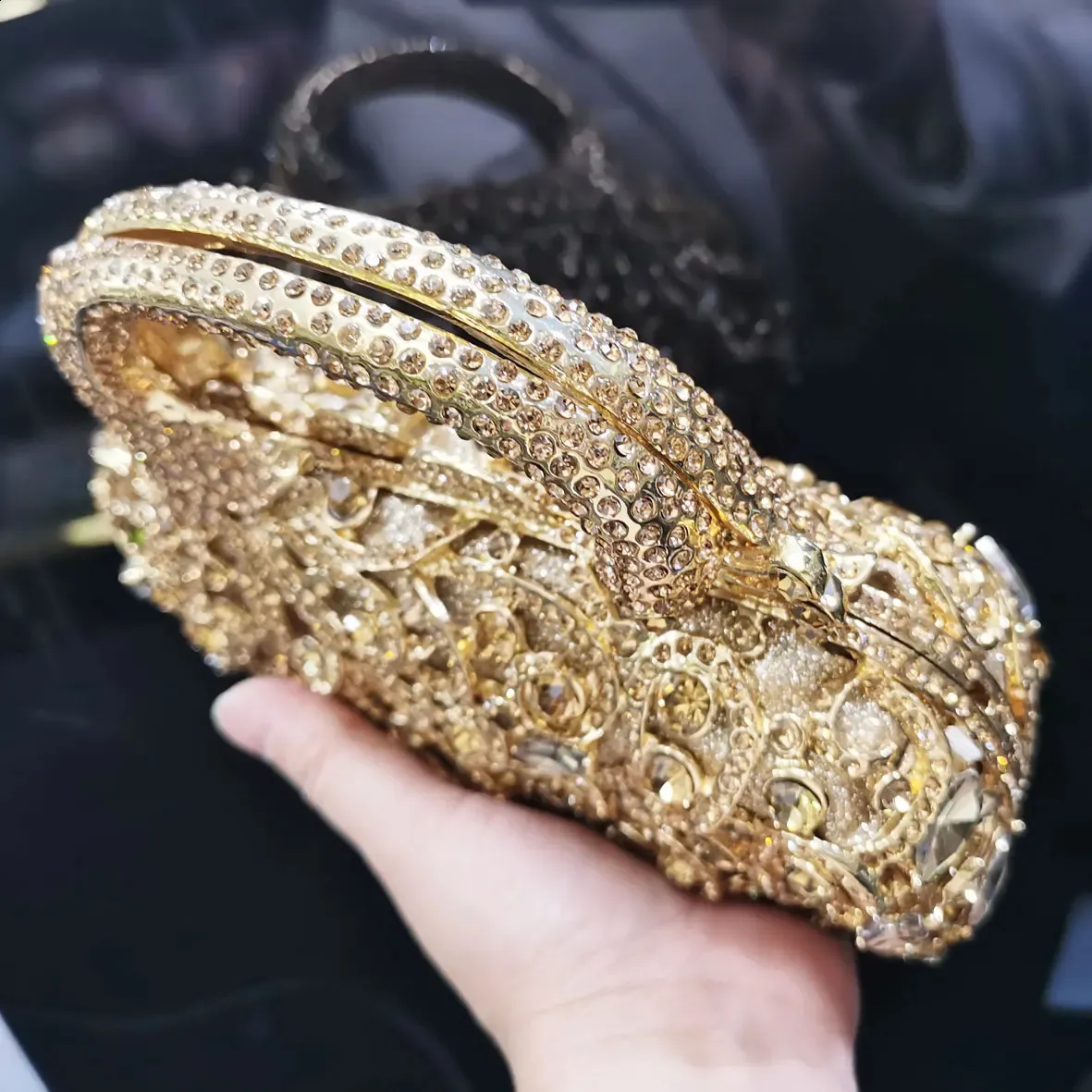 KHNMEET Genți de mână mini din auriu roz, cutie de cristal, genți de seară pentru femei, poșetă de nuntă cu șampanie, SM94 240819_voghion.com