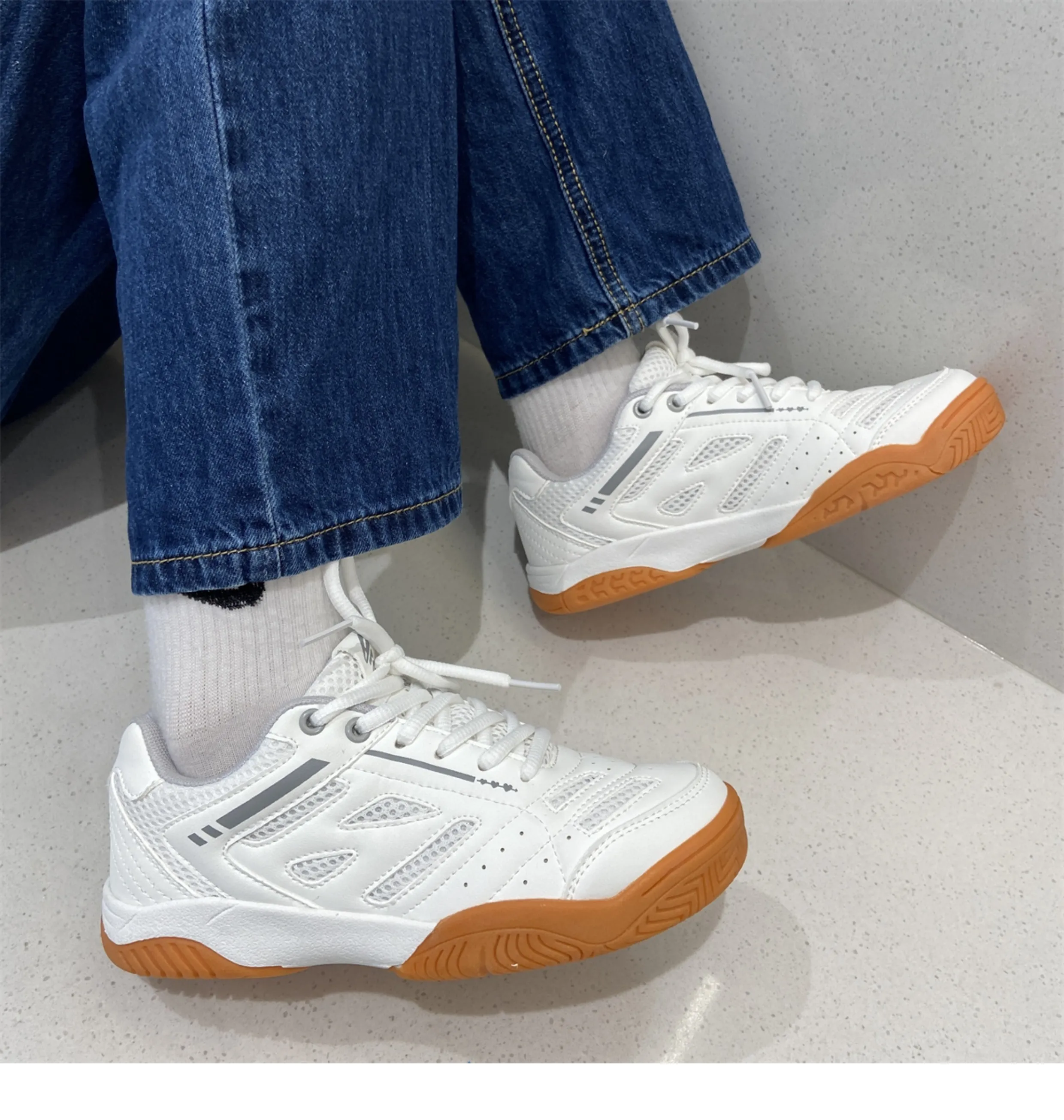 White Mesh Sports Sneakers Women - Ideal for Student Use in Table Tennis, Badminton, and Running Activities_voghion.com
