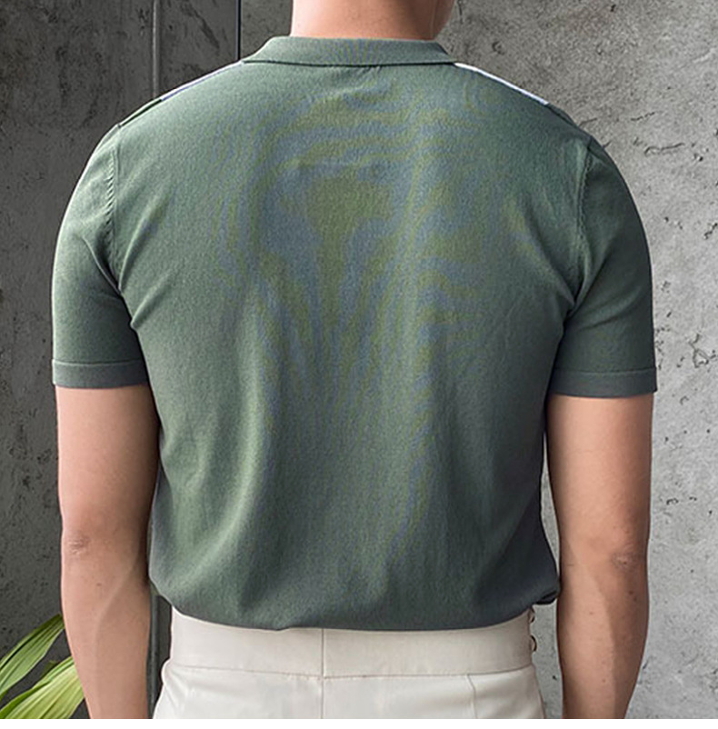 Herren Poloshirt Im Patchwork Design Kontrastfarben Pullover_voghion.com