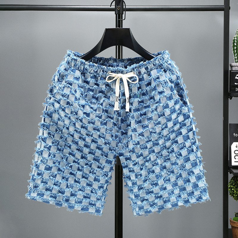 Neue modische, lässige Denim-Shorts für Männer im Sommer, Fettvergrößerung, lockere Außenkleidung, modische Capris für junge Paare_voghion.com