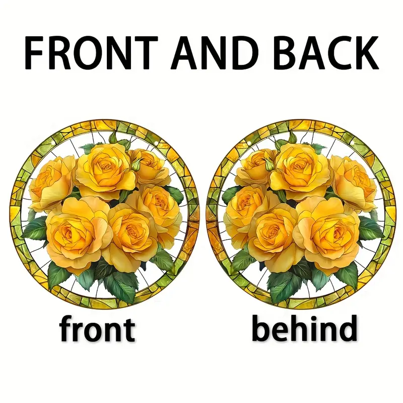 Acchiappasole Golden Rose - Arte in acrilico colorato da 8". Decorazione floreale primaverile per ingressi di case coloniche o regalo prezioso per donne._voghion.com