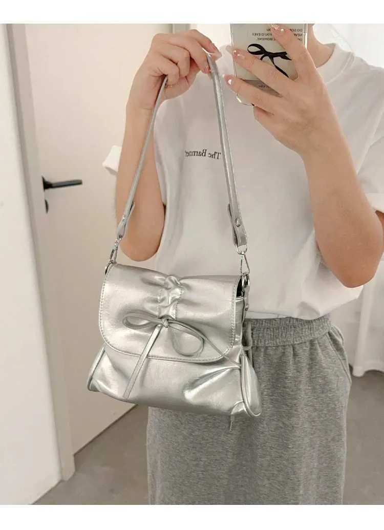 Stylish Women's Crossbody Shoulder Bag With Bows And Flap Closure_voghion.com