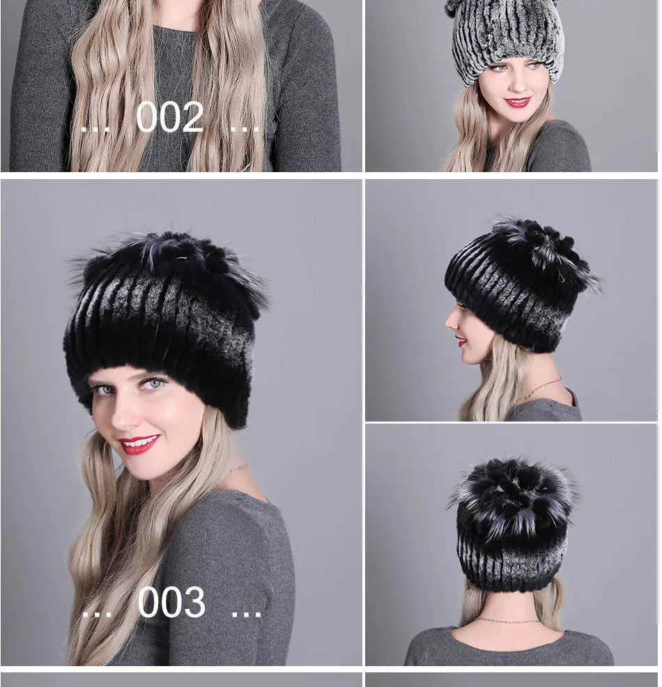 Knitted Rabbit Fur Hat For Women Winter Warm Fedora Style Cap_voghion.com