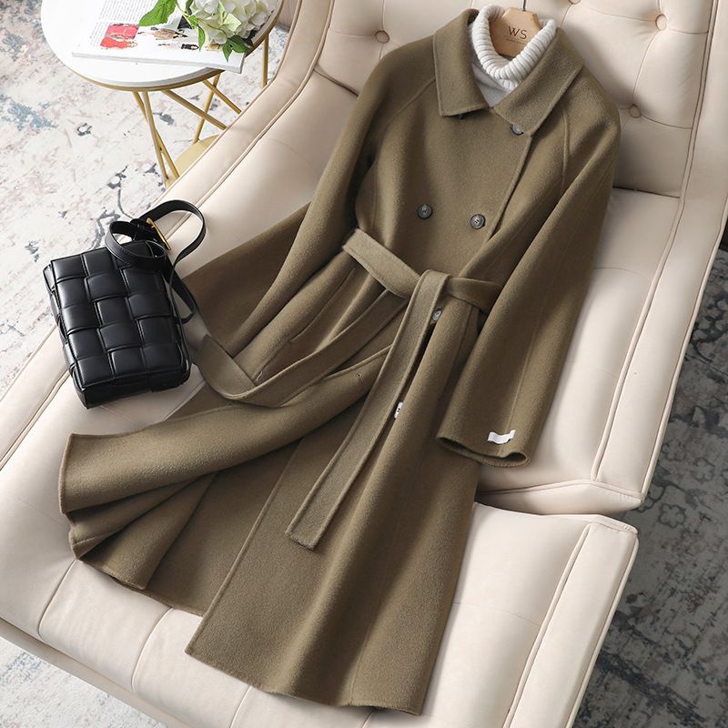 Women's Clothing large size slim women's medium and long new Korean woolen coat double faced cashmere_voghion.com