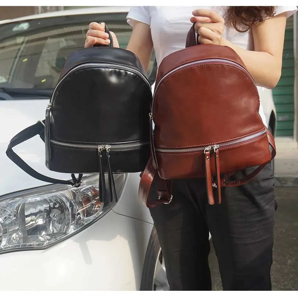 Small Women's Backpack Stylish Soft Leather Travel Rucksack_voghion.com