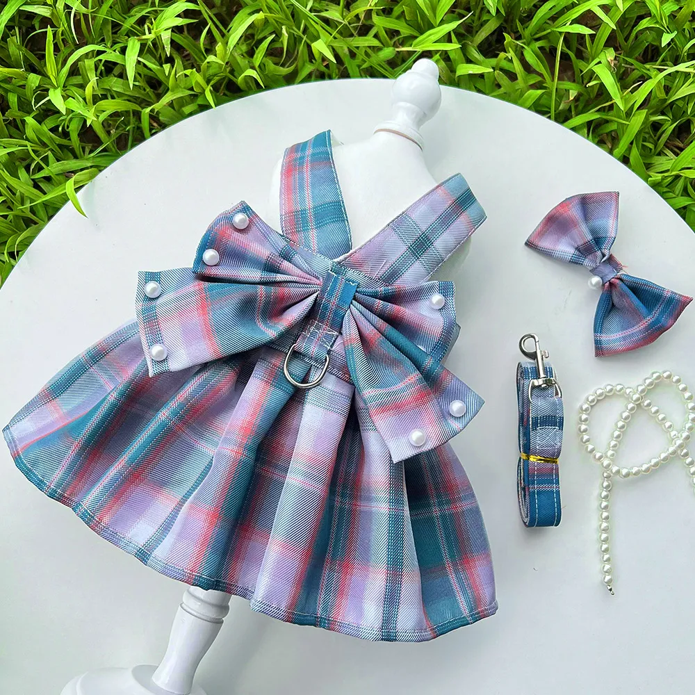 2025 neue Gurt Seil liefert JK Plaid Rock Walking Hund Katze Weste Haustier Kleidung mit Pulg Seil_voghion.com