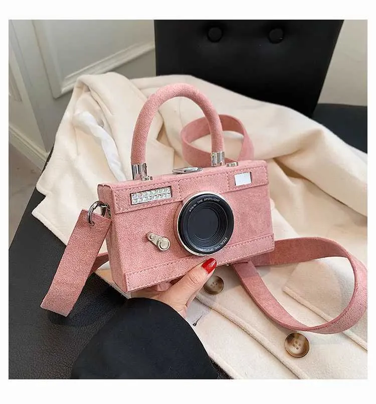 Bolsa tiracolo feminina forma câmera clutch moda personalizada_voghion.com