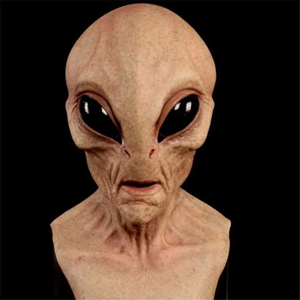 Masque d'Halloween en latex avec grands yeux horribles, OVNI, visage complet, effrayant, horreur, tête d'alien, masques pour adultes, accessoires de fête de monstre, cosplay_voghion.com