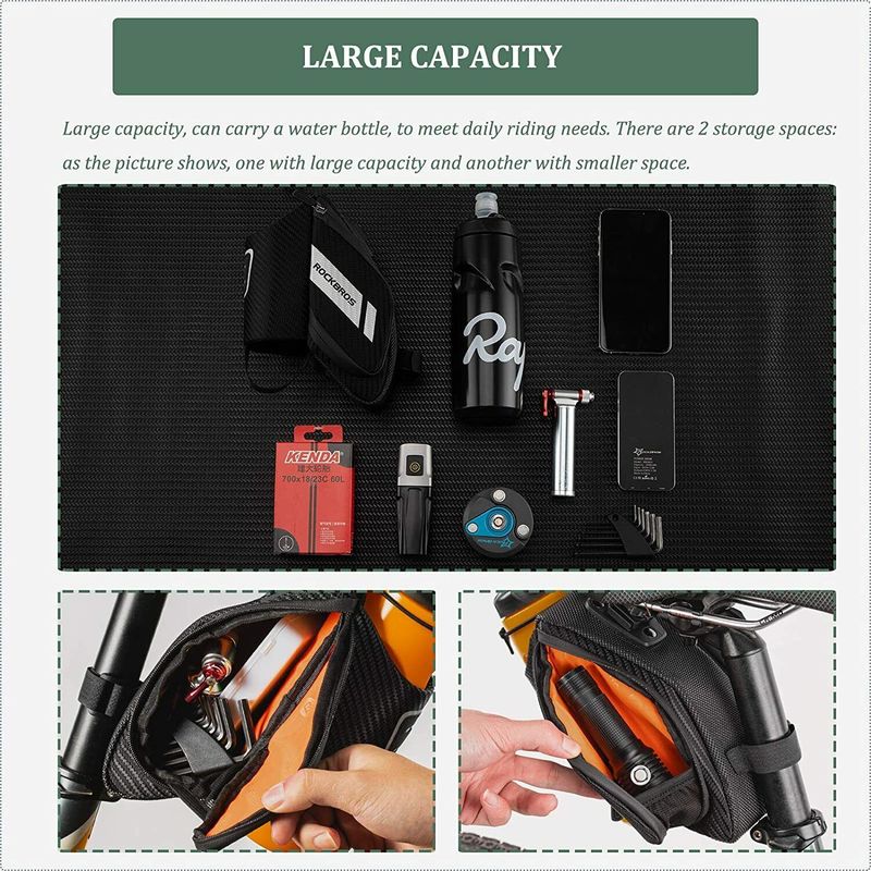 ROCKBROS Bike Saddle Bag, Bicycle And Tool Bag With A Bottle Holder_voghion.com