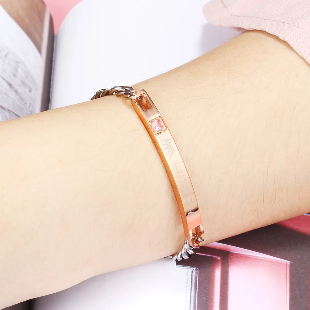 Matching Couple Bracelets Titanium Steel Id Chain For Lovers_voghion.com