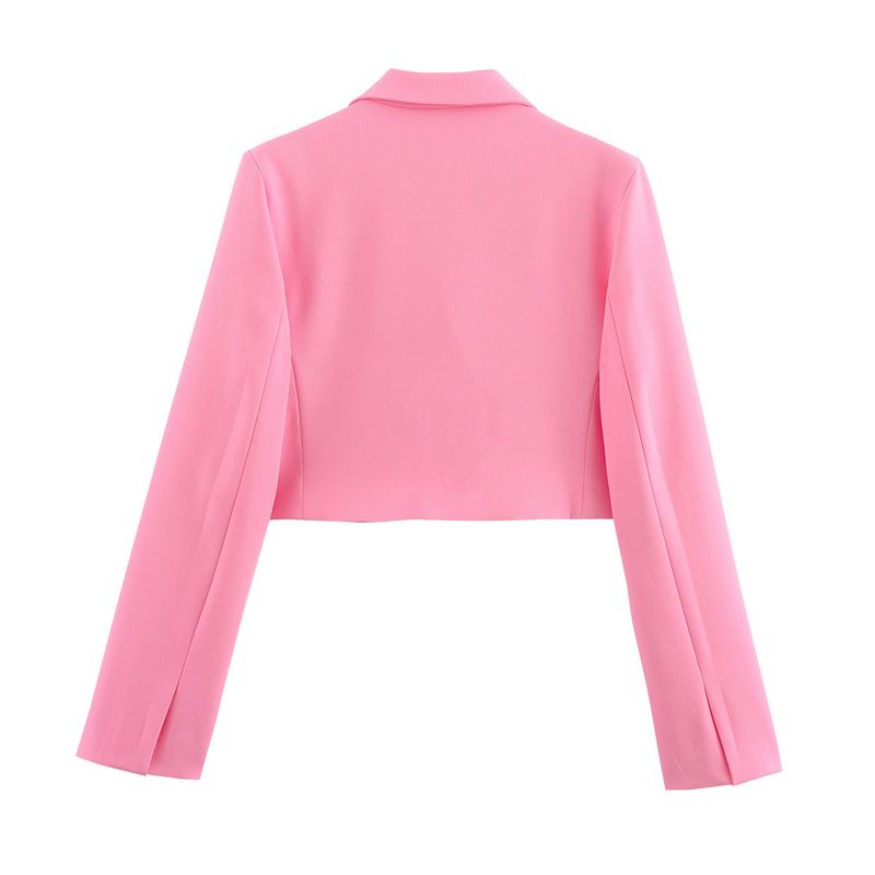 Dammekleeder Revers Temperament Knäpplos Kuerz Slim Fit Kleng Kostümjacket_voghion.com
