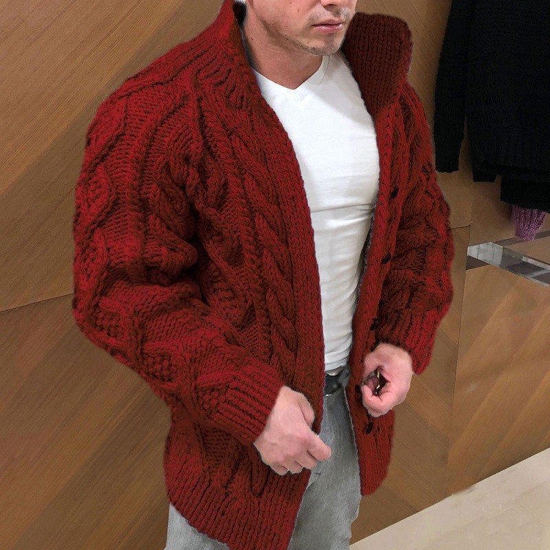Neu Pullover Strickjacke Gekleidet Lange ärmeln Stehkragen Twisted Jacquard Casual_voghion.com