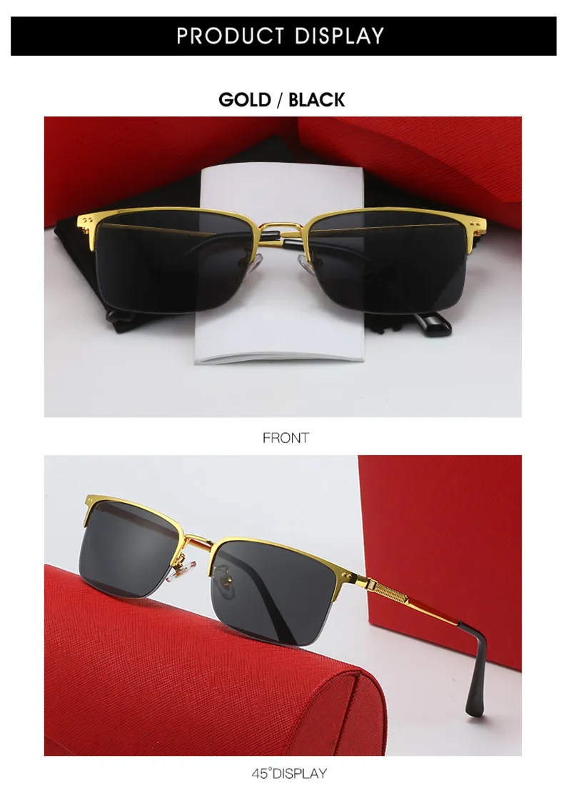 metal Frame Rectangle Eyeglass Gentlemens Business Men Half-frame Diaosi Sunglasses Can Be Matched With Myopia Optical_voghion.com