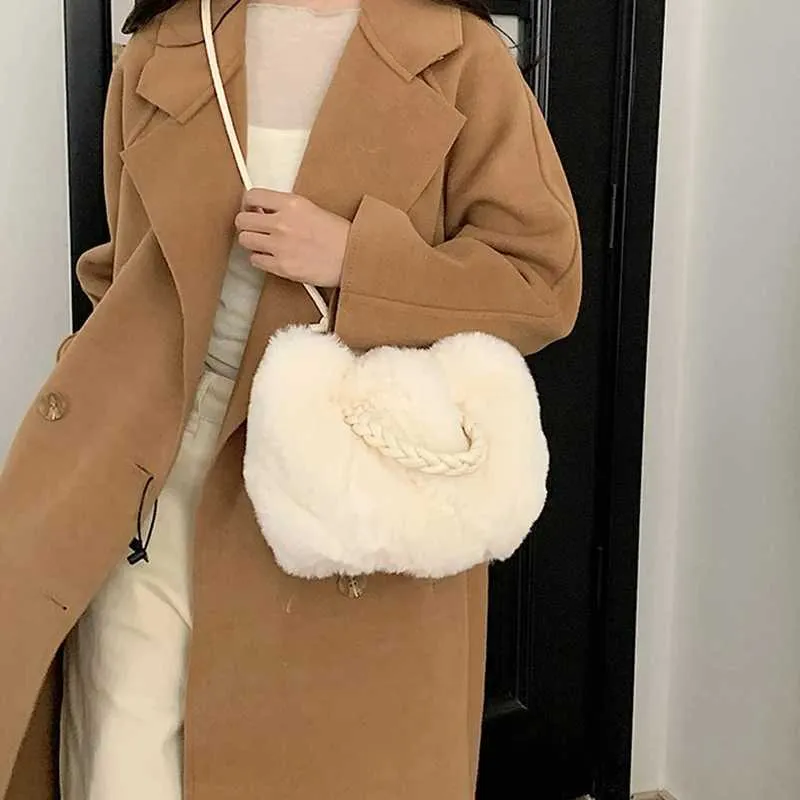 Sac à bandoulière multifonctionnel en fourrure pour femme, sac à main seau à la mode, sacs à bandoulière en peluche douce, mode fourrure nuage_voghion.com
