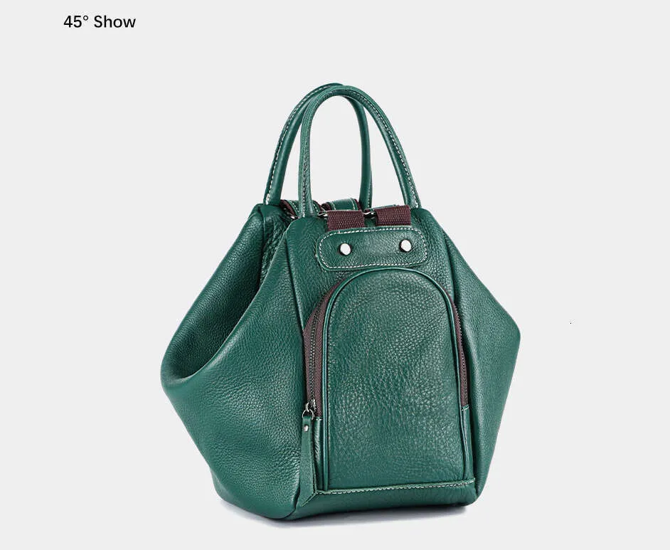 Sac à dos transformable en cuir véritable pour femme Zency 2024 Sac à bandoulière design Rucack Grandes poches pour voyage_voghion.com