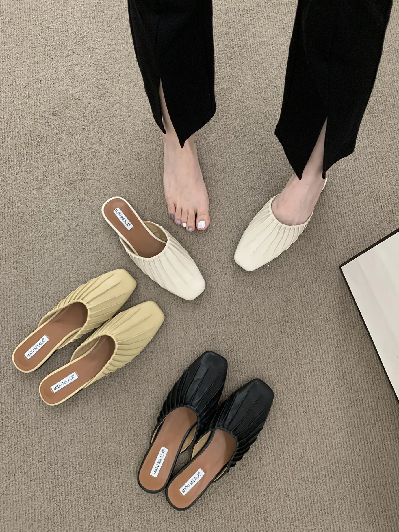Ciabatte estive da donna, pantofole Ca Saul, scarpe basse con punta quadrata, comode e alla moda, da infilare, da donna, all'aperto, di alta qualità_voghion.com