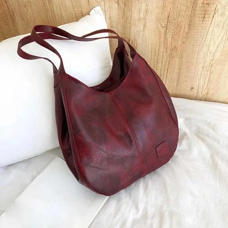 Women Vintage Shoulder Bag Designers PU Leather Handbags Female Top-handle Hobo Bags Fashion Brand Large Capacity_voghion.com