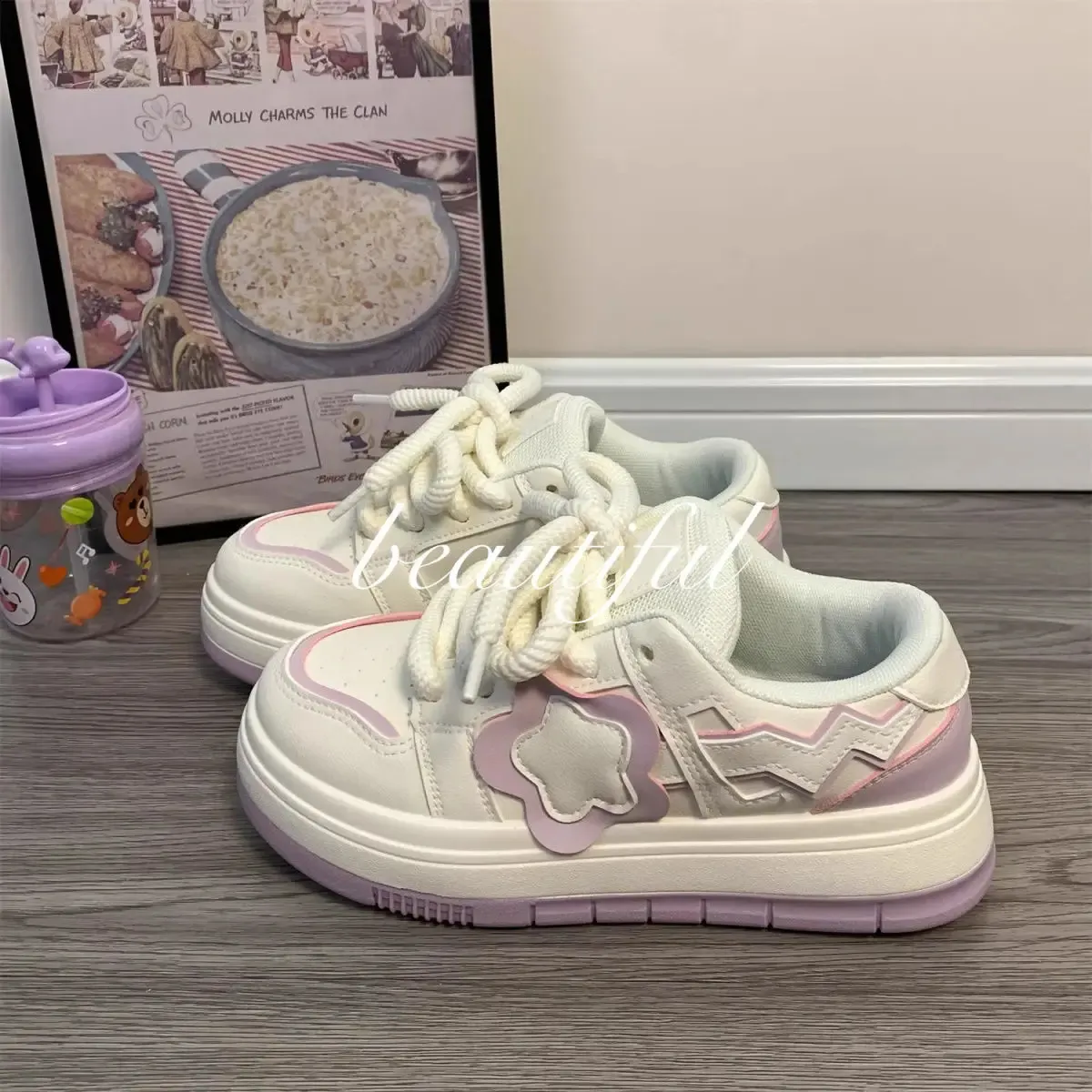 Kawaii Platform Sneakers Women Flat Sports Shoes Spring Summer Cute Casual Vintage Tennis Female Vulcanize White Korean_voghion.com