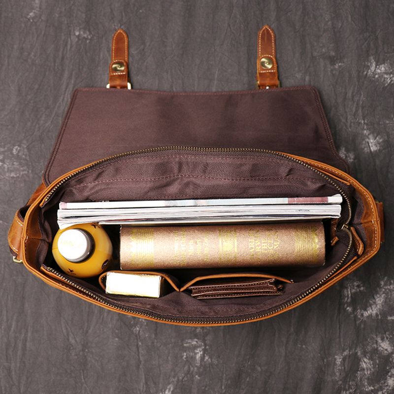 Minimalistische Retro-Herrentasche, Crazy Horse Leder Herren, Echtleder Umhängetasche für Damen, modische_voghion.com